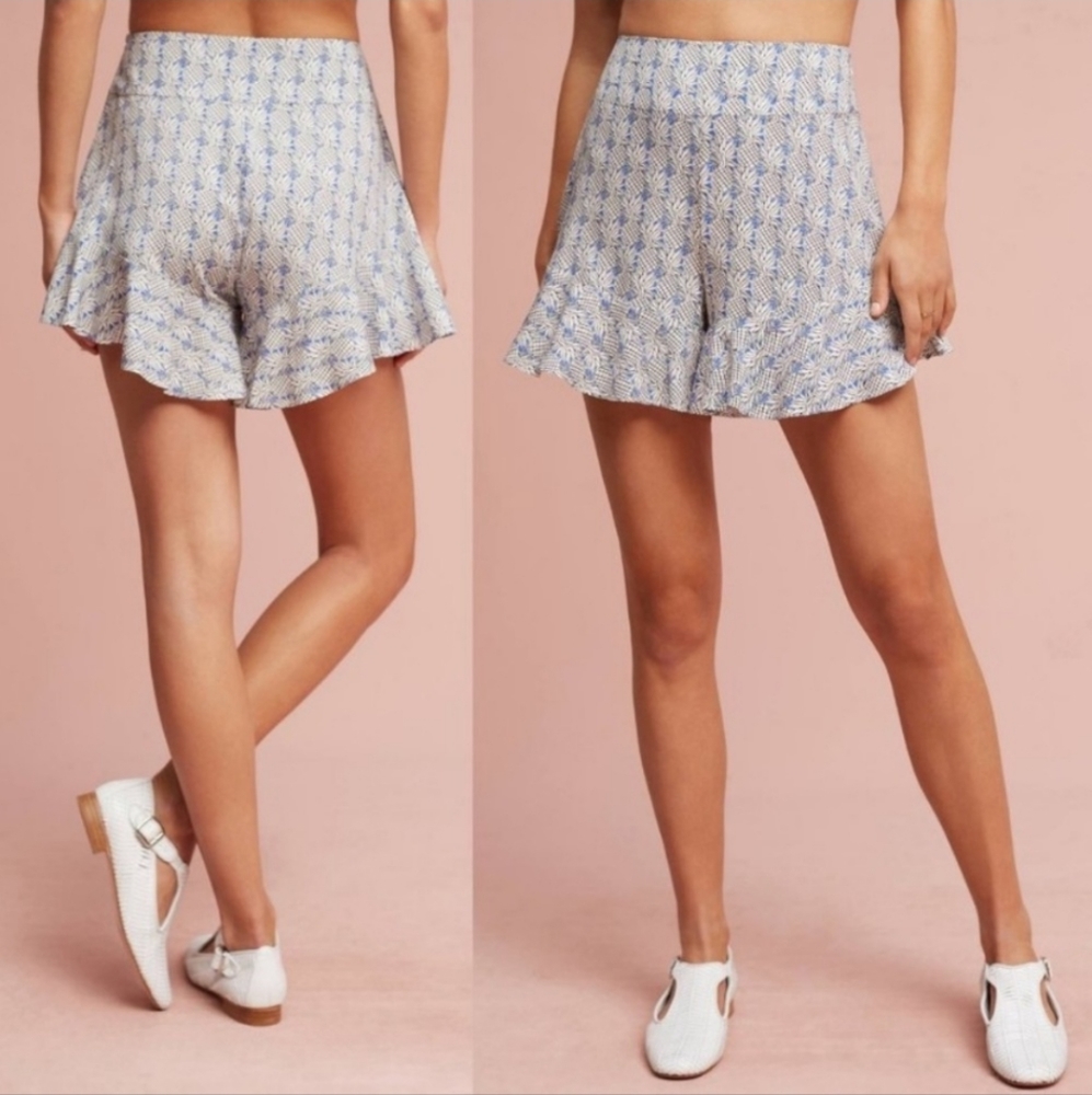 Anthropologie Maeve pineapple ruffle Shorts Size 4 - Picture 5 of 15